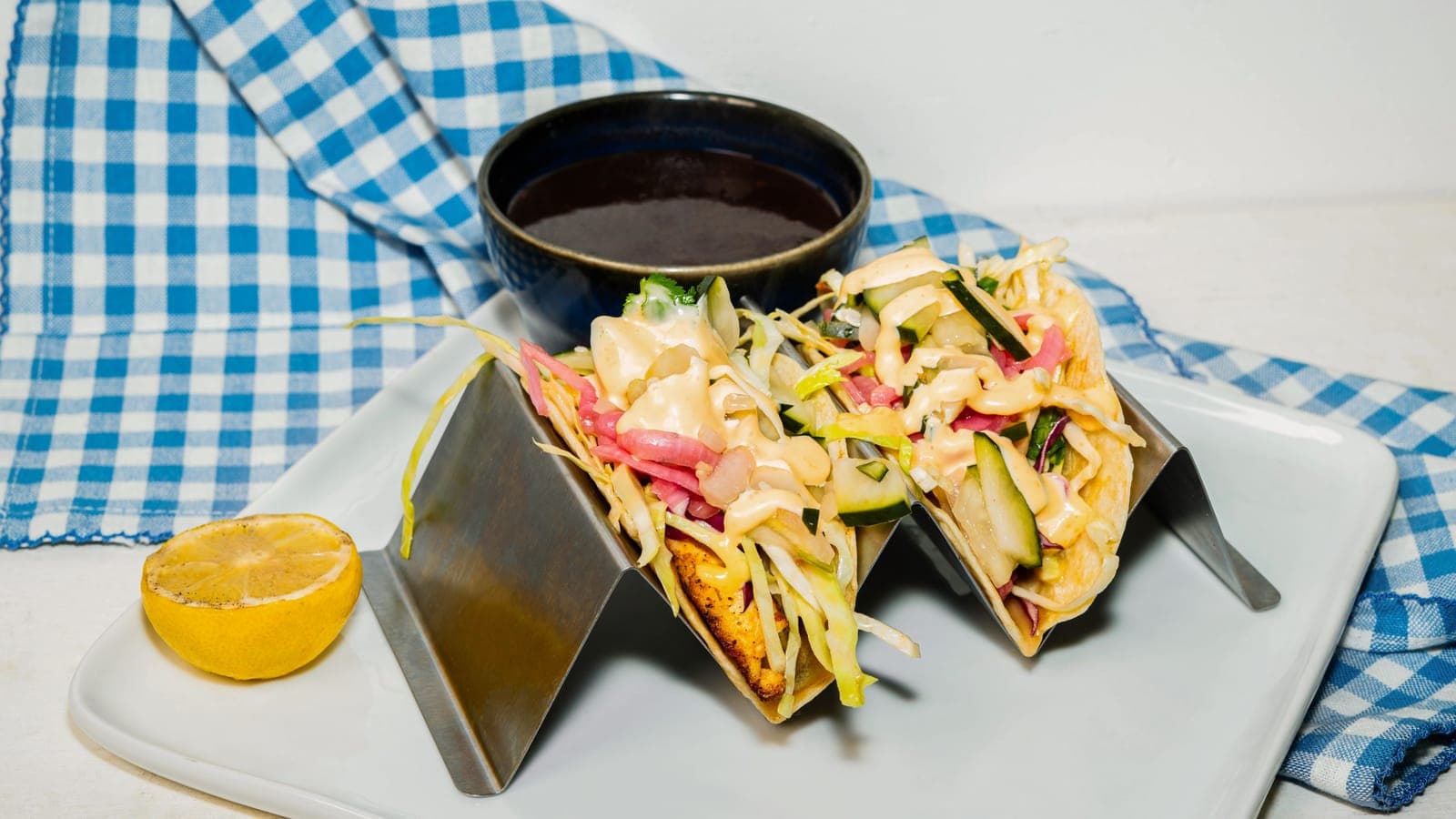 Red fish tacos at Seaside Oyster Bar